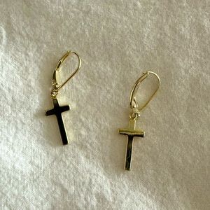 Gold Cross Earrings